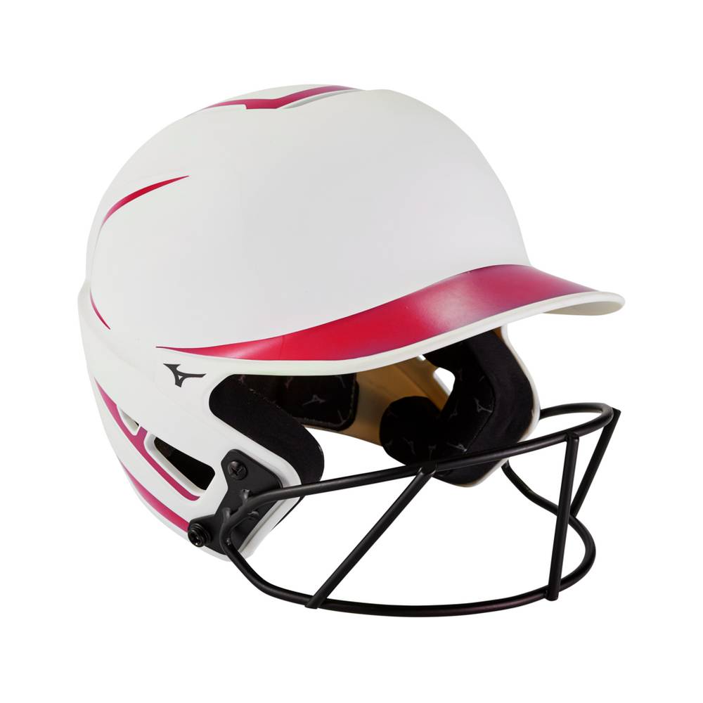 Mizuno F6 Fastpitch Softball Batting - Bayan Kask - Beyaz/Kırmızı Türkiye (FTIDRY-324)